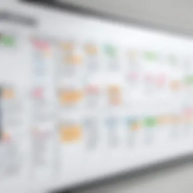 Visual Project Timeline on a Whiteboard Organized project timeline displayed on a whiteboard