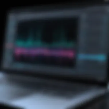 Audio Waveform Analysis Tool A sleek laptop displaying audio waveform analysis