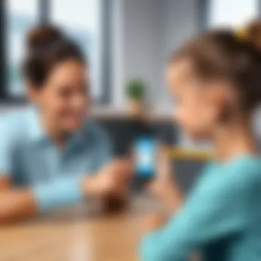 Parent communicating through a mobile app