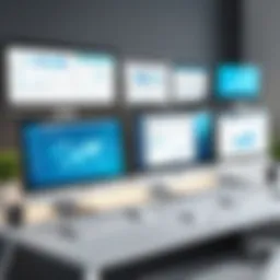 A modern workspace with digital devices displaying work management applications