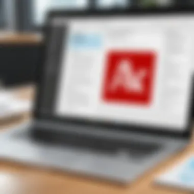 Document Analysis with Adobe Acrobat Pro A nonprofit manager analyzing a document on a laptop