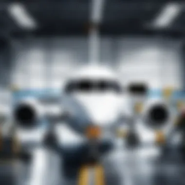 Optimizing Aircraft Maintenance A sleek aircraft undergoing maintenance checks
