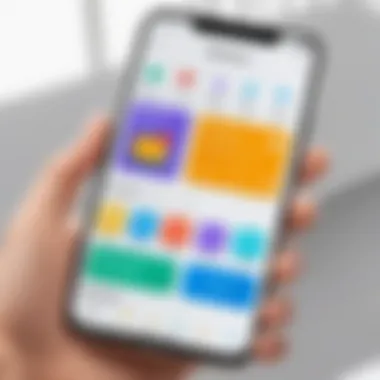Childcare App Features Display A visual representation of various childcare app features on a smartphone screen