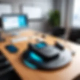 Modern conference call setup with digital devices