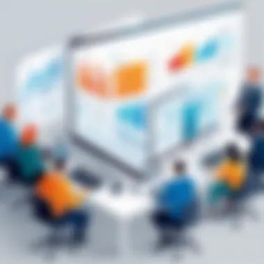 Collaboration with Project Management Software Illustration of a team collaborating using project management software