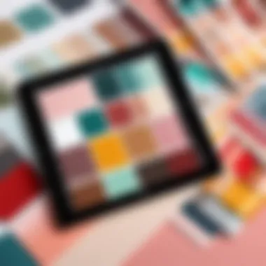 Color Palette and Material Swatches Color palette and material swatches showcased on an iPad