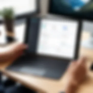 E-Commerce Management Tools Demonstrating e-commerce management tools on the iPad