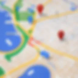 Visual representation of Google Maps interface showcasing search functionalities