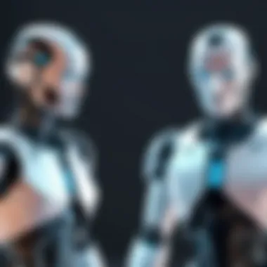 AI Bots Interaction with Users Conceptual representation of AI bots interacting with users