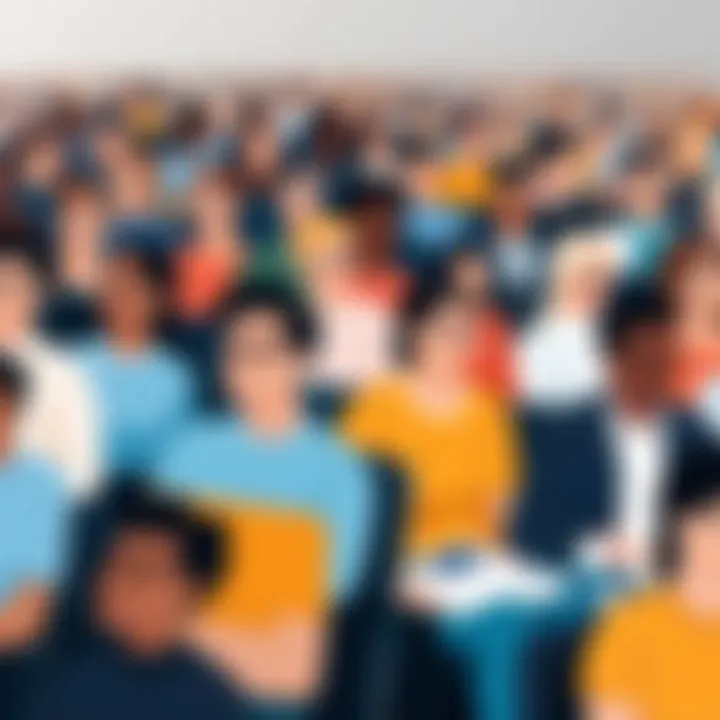 Illustration of diverse audience utilizing Thinkific for online learning