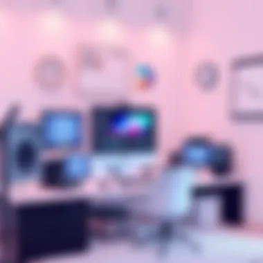 Creative Workspace for Animation Editing A creative workspace featuring a computer setup for animation editing