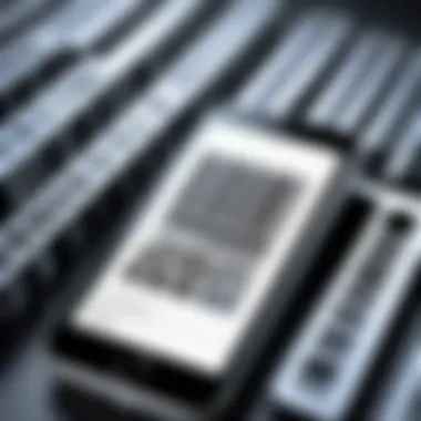 A close-up of an iPhone scanning a barcode in a storage area