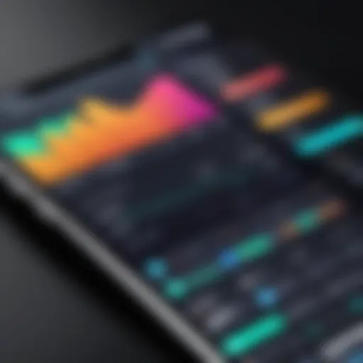 A dynamic dashboard displaying inventory metrics on an iPhone