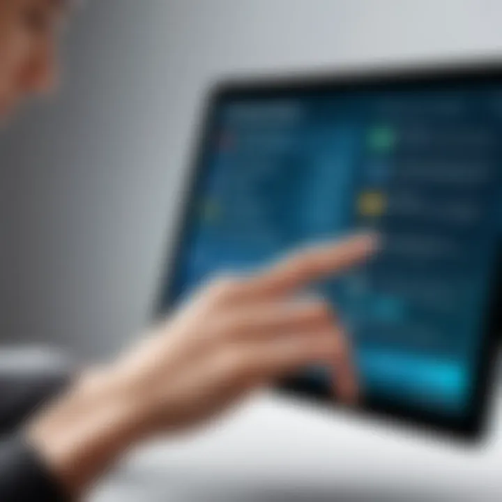 A close-up of a hand tapping a referral bonus app on a tablet